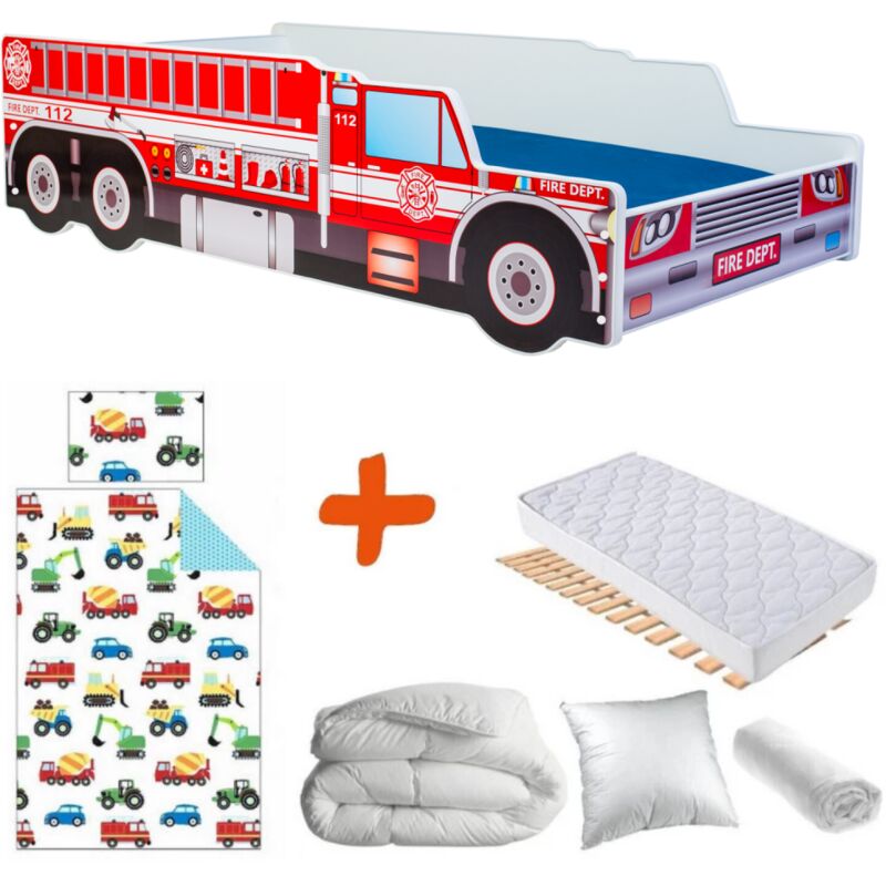 Bebegavroche - Pack Lit Camion de pompier - 140 x 70 cm