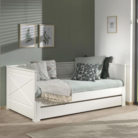 Pack - Lit Capitaine Amovible Enfant & Tiroir "Pino" 90x200cm Blanc