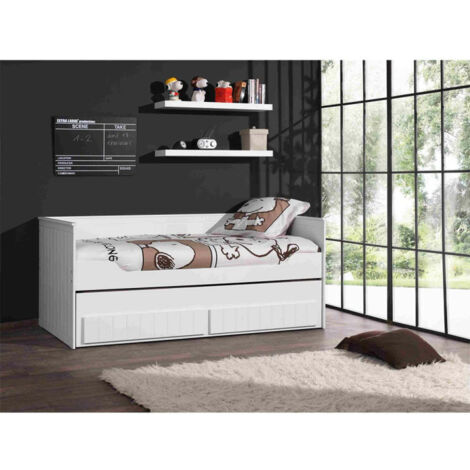 Pack - Lit Capitaine Enfant & Étagère "Robin" 90x200cm Blanc