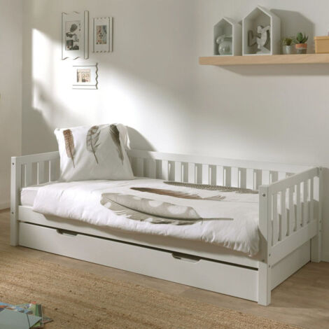 Pack - Lit Capitaine Enfant & Tiroir "Fritz" 90x200cm Blanc