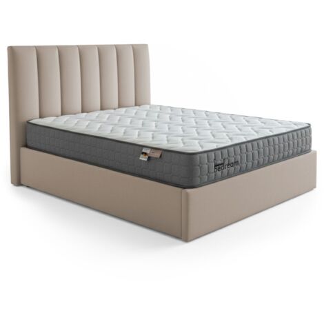 Pack Lit-coffre Songe + Matelas Bedream 140x190cm Velours Taupe