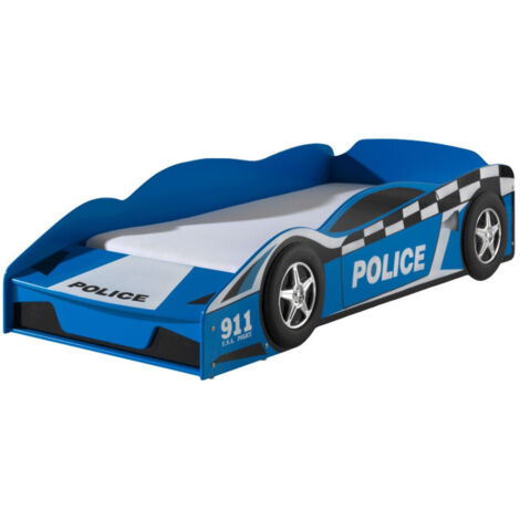 Pack - Lit Enfant & Matelas "Police" 70x140cm Bleu