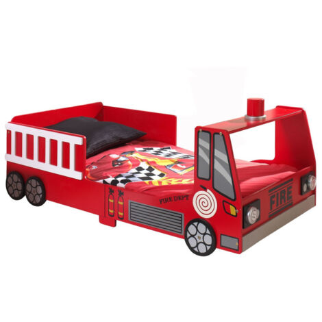 Pack - Lit Enfant & Matelas "Pompier" 70x140cm Rouge