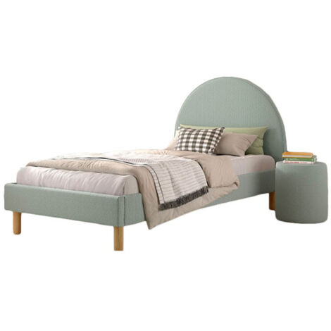 Pack - Lit Enfant & Pouf Bouclé "Moon" 90x200cm Vert
