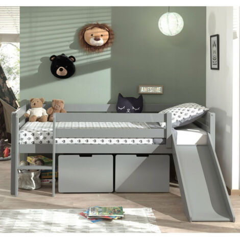 Pack - Lit Enfant Surélevé & 2 Tiroirs "Pino" 90x200cm Blanc