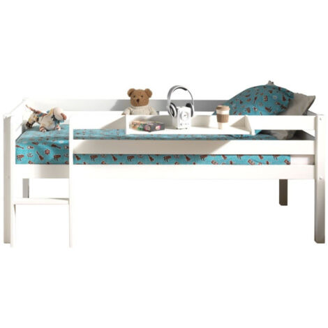 Pack - Lit Enfant Surélevé & Etagère "Pino" Blanc