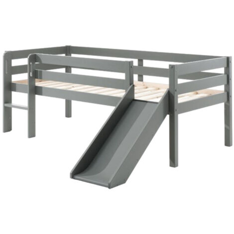 Pack - Lit Enfant Surélevé & Etagère "Pino II" Gris
