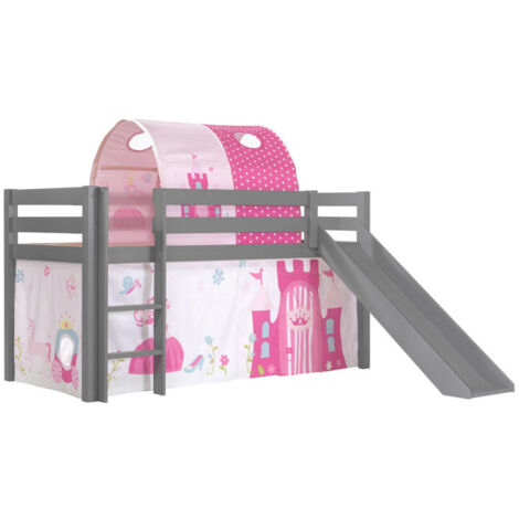 Pack - Lit Enfant, Tente, Tunnel & Toboggan "Pino Princesse" Gris