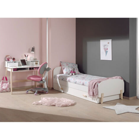 Pack - Lit Enfant, Tiroir & Bureau "Kiddy" Blanc