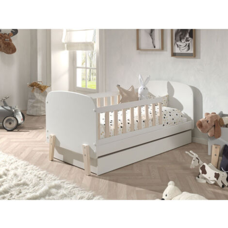 Pack - Lit Enfant & Tiroir de Lit "Kiddy" 70x140cm Blanc