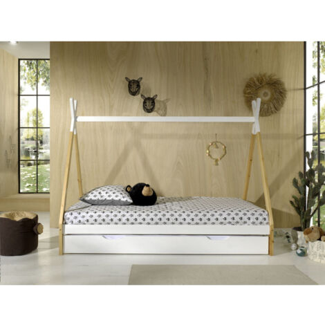 Pack - Lit Enfant & Tiroir "Tipi" 90x200cm Blanc