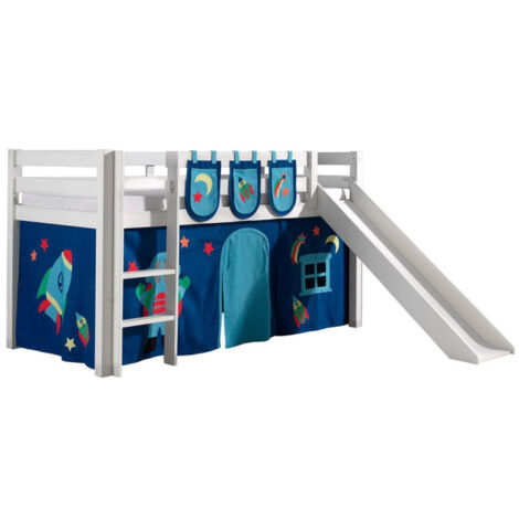 Pack - Lit Enfant Toboggan, Tente & 3 Pochettes "Pino Astronaute II" Blanc