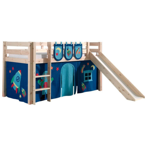 Pack - Lit Enfant Toboggan, Tente & 3 Pochettes "Pino Astronaute II" Naturel