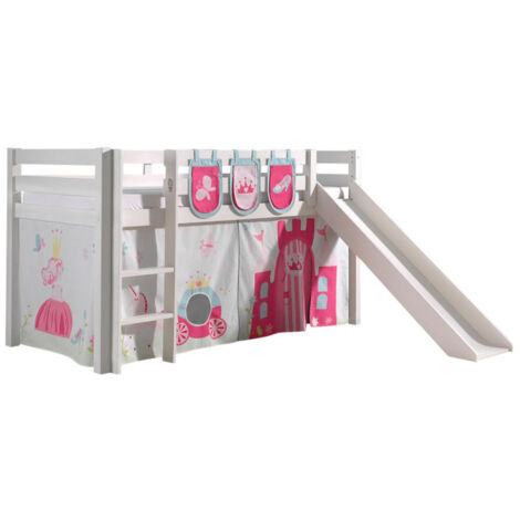 Pack - Lit Enfant Toboggan, Tente & 3 Pochettes "Pino Princesse" Blanc