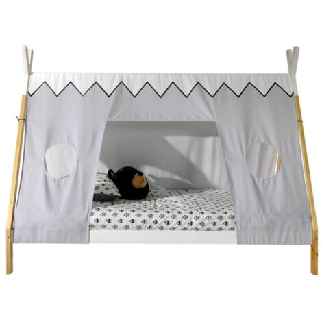 Pack - Lit Enfant & Voile "Tipi" 90x200cm Blanc