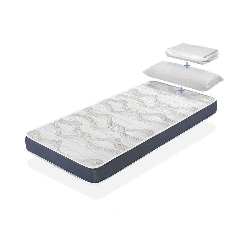 Pack LIT ENFANTS Matelas 80X190 h14 CM ERGO CONFORT + 1 oreiller 80x35 cm + 1 Protege matelas 80x190 cm