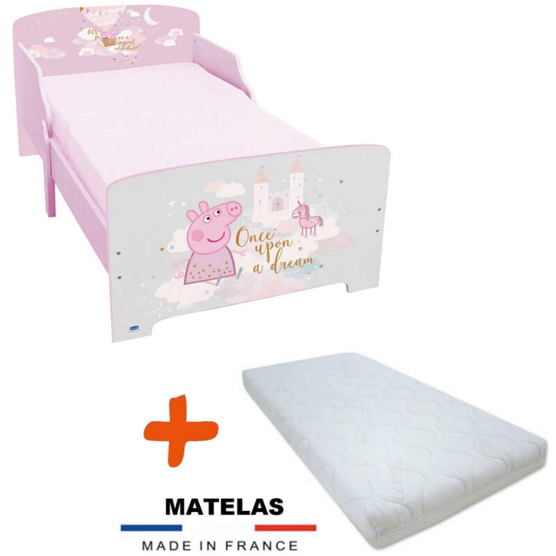 Lit+ matelas Peppa pig Lit + Sommier + lattes + Matelas - 70x140 cm