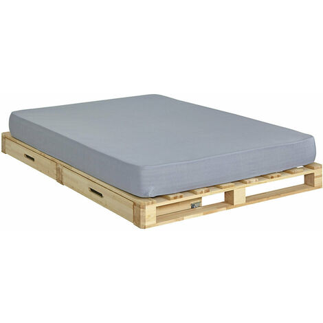 Pack lit palette avec matelas Cembro Bois naturel 140x200 cm - Bois naturel
