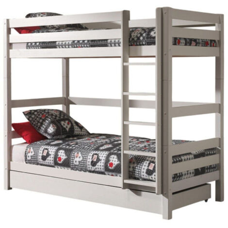 Pack - Lit Superposé Enfant & Tiroir "Pino" 182cm Blanc