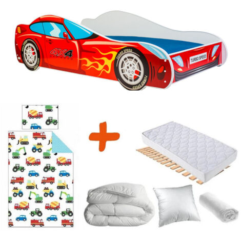 Pack Lit Voiture de course rouge  TURBOSPEED - 140 x 70 cm