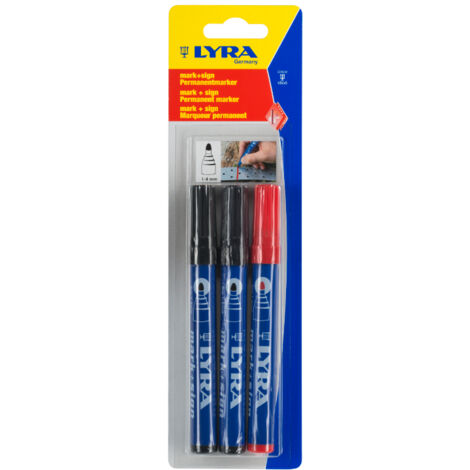 Pack LYRA 3 Permanentmarker 2 schwarz 1 rot Spitzbogen 1-4 mm - 4028005