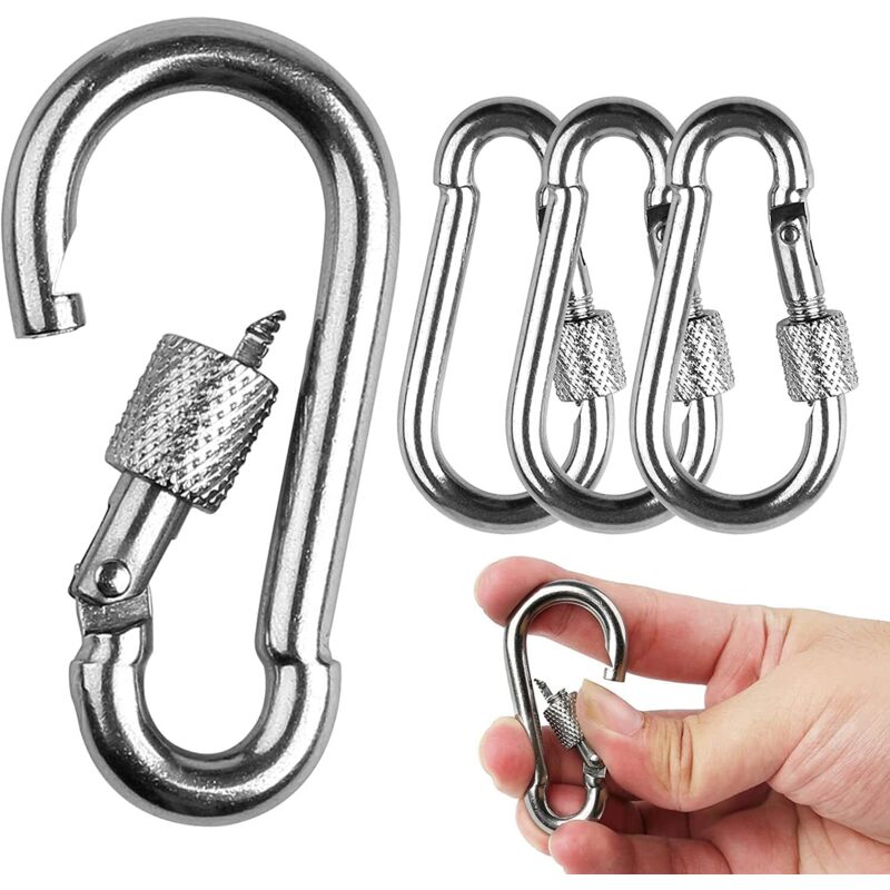 Pack M6 Small Carabiners with 135kg Load Capacity, Stainless Steel Screwgate Carabiner, Stylish Keychain, Small Screwgate Carabiner for Camping,