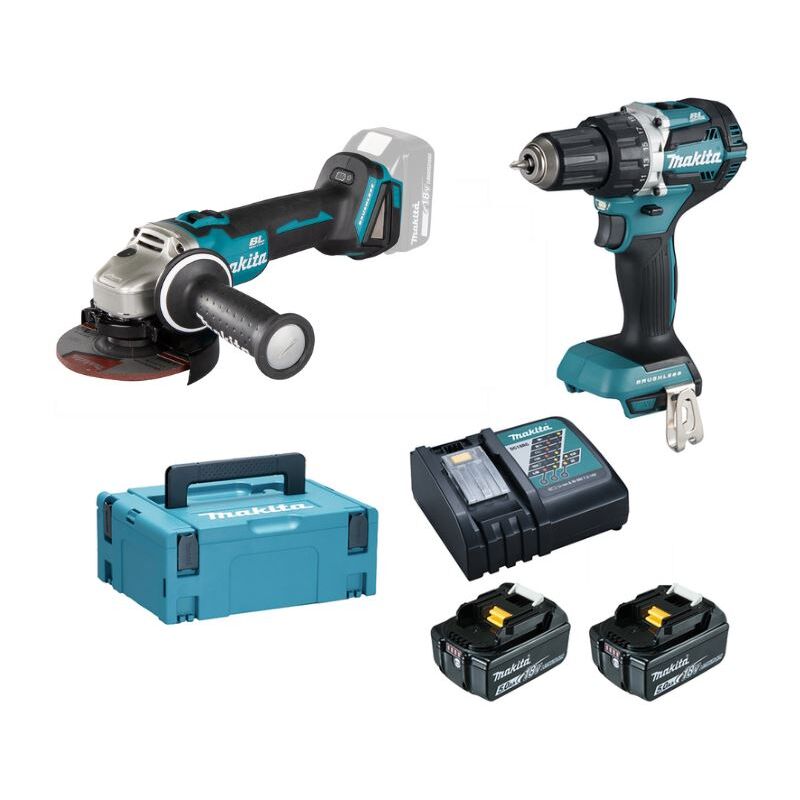 Makita - Pack 2 machines 18V visseuse DDF484RGJ + meuleuse Ø125 mm DGA504Z 2 batteries 6Ah + chargeur LOT0263