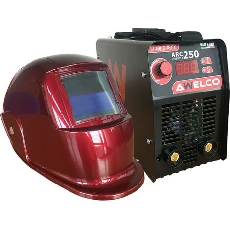 Pack máquina de soldar ARC 250 + Rojo 13 LCD capó AWELCO MMA soldadura 15-200A