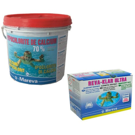 Pack MAREVA - Granulés d'hypochlorite de calcium - 5kg - Cartouches clarifiantes Reva-klar - 1kg