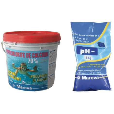 Pack MAREVA - Granulés d'hypochlorite de calcium - 5kg - Réducteur de pH - 1kg