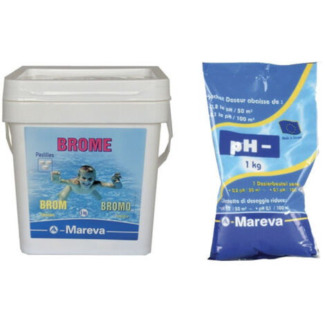 Pack MAREVA - Pastilles de brome - 5kg - Réducteur de pH - 1kg