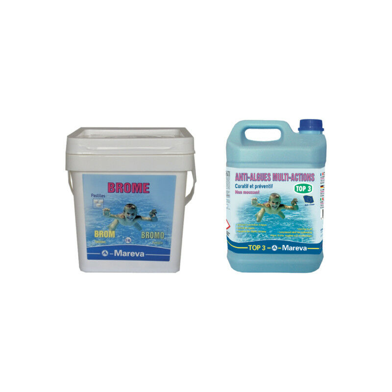 Mareva - Pack Pastilles de brome - 5kg - Top 3 Anti-algues multi-actions 5L