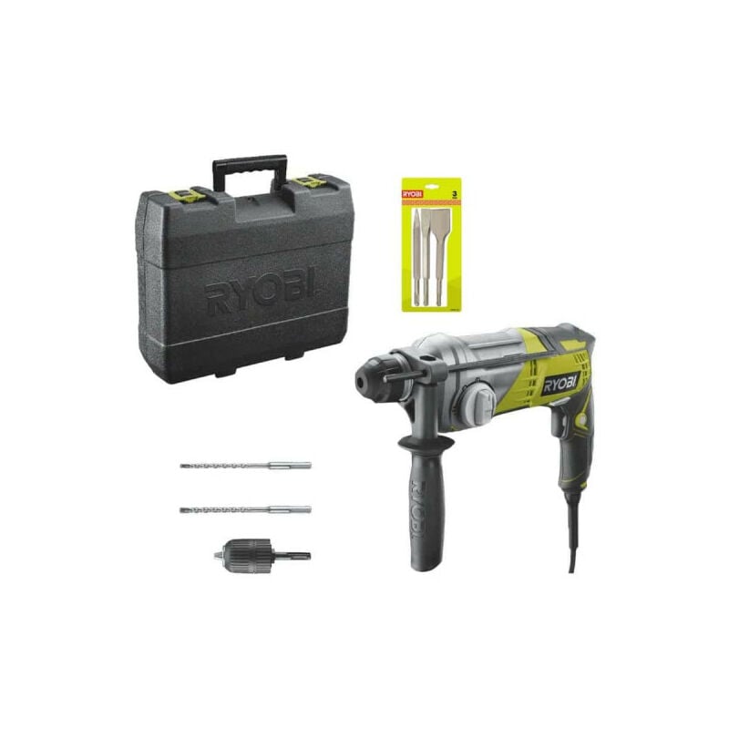 Ryobi - Pack Marteau perforateur SDSPlus 680 w RSDS680-KA2 - Kit 3 burins sds+ rioby 1 pointe - 1 plat - 1 bêche - RAKSPC03