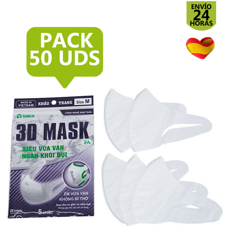 

Pack Mascarilla Higiénica De Protección Antipolvo 3D 50 Uds