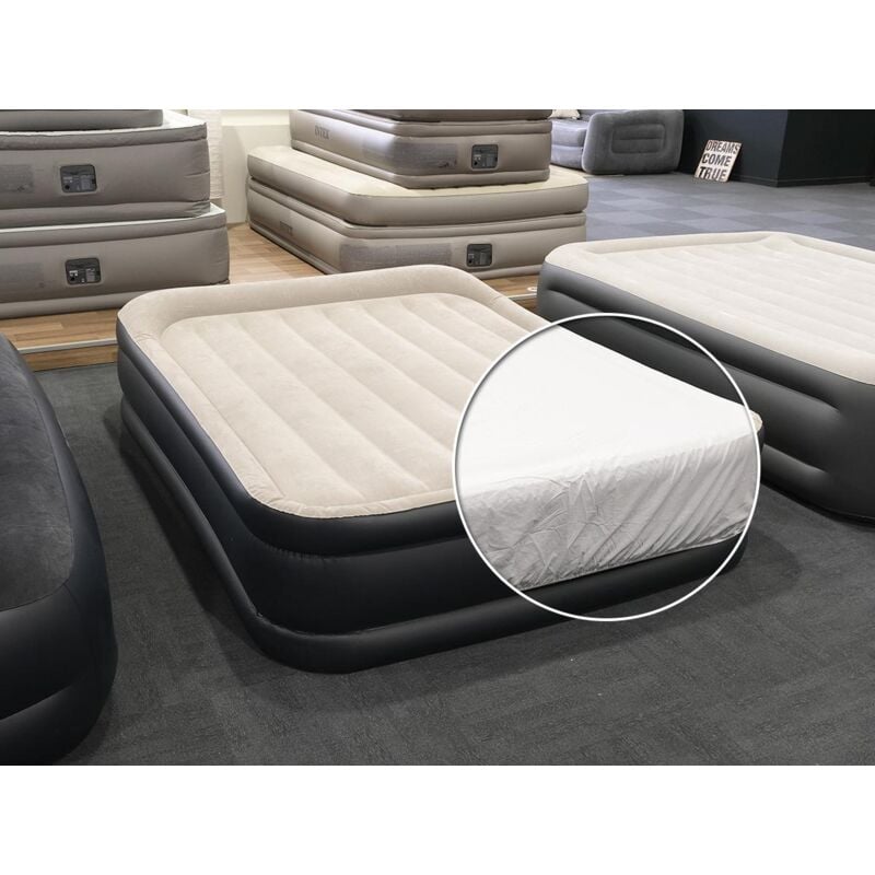 Pack matelas gonflable Deluxe Pillow Rest Raised 2 places Intex Drap housse