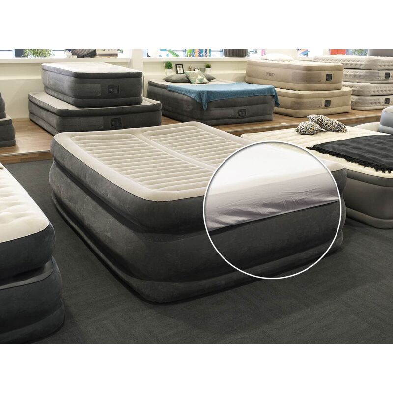 Intex - Pack matelas gonflable Dual Zone 2 places + Drap housse