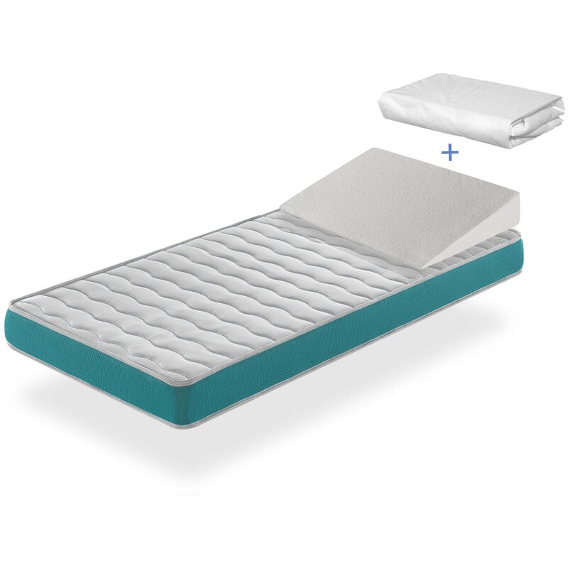 Pack matelas EKOZEN 57x117 epaisseur 11 cm + plan incline 15º + protege matelas 57x117cm