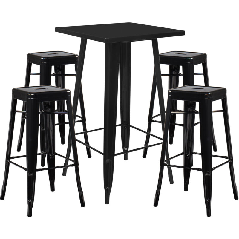 

Sklum - Set Mesa Alta LIX & 4 Taburetes Altos LIX Negro
