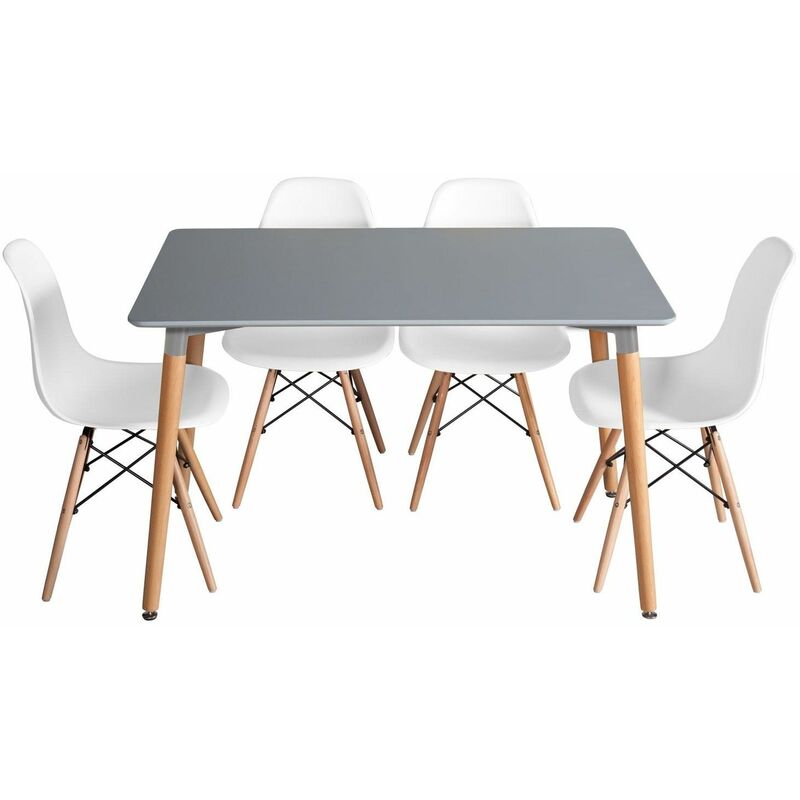 

Pack Mesa Beech Gris Y 4 Silla Ancho: Silla: 46,5 Cm | Mesa: 120 Cm X Largo: Sill