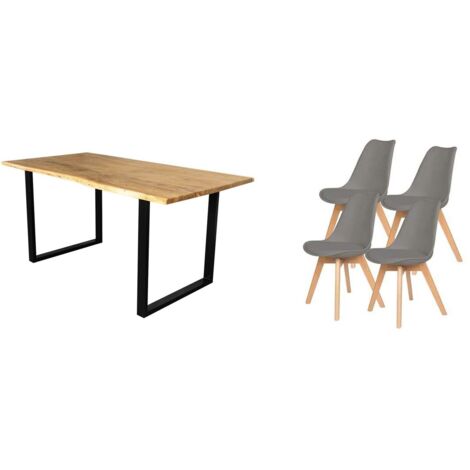 Pack Mesa de Comedor o Cocina Madera Maciza 140cm + Sillas Nordic