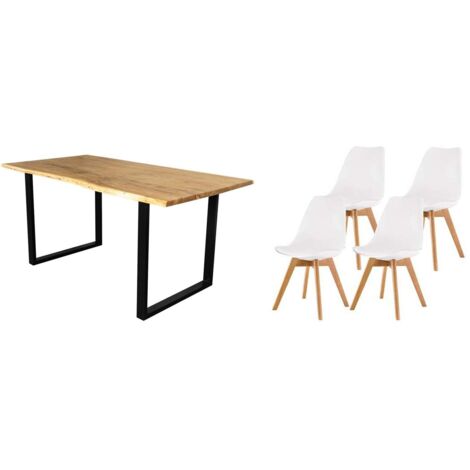 Pack Mesa de Comedor o Cocina Madera Maciza 160cm + Sillas Nordic