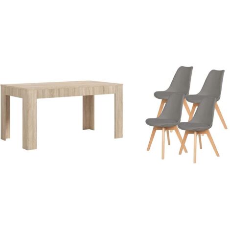 Pack Mesa Extensible de Comedor o Cocina + 4 Sillas Nordic