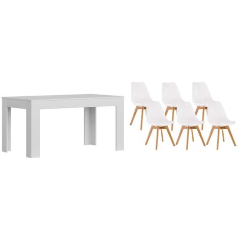 Pack Mesa Extensible de Comedor o Cocina + 6 Sillas Nordic