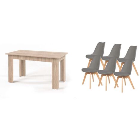 Pack Mesa Fija de Comedor o Cocina + 6 Sillas Nordic