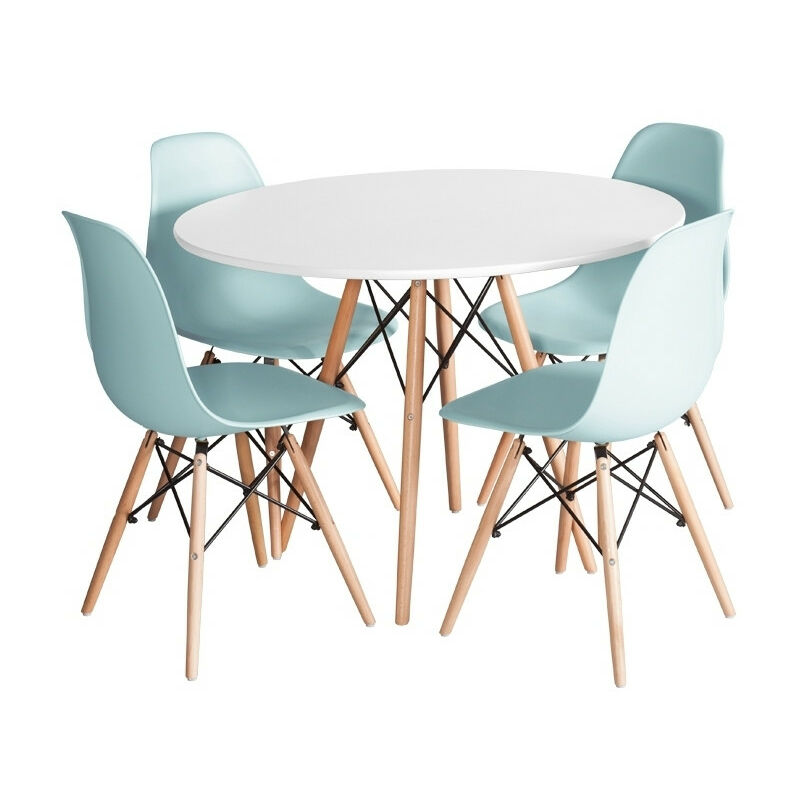 

Pack Mesa Tower Wood Blanca Y Ancho: Diámetro De Mesa: 100 Cm | Silla: 46,5 Cm X