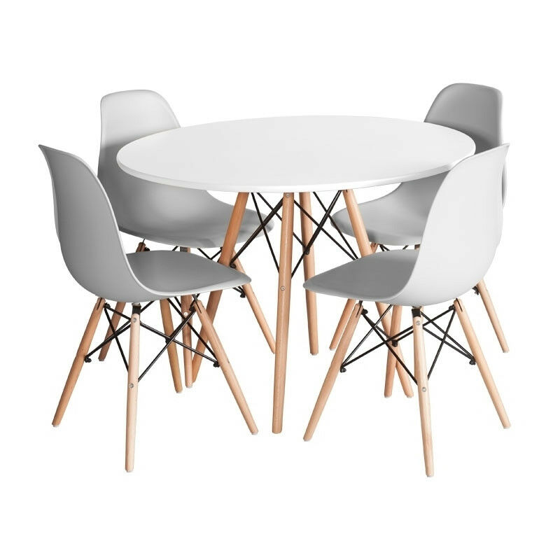 

Pack Mesa Tower Wood Blanca Y Ancho: Diámetro De Mesa: 100 Cm | Silla: 46,5 Cm X