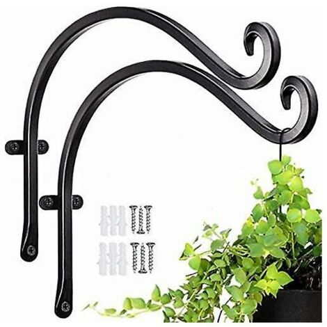 Pack Metal Hanging Basket Hooks for Lantern, Hanging Basket (12" x 8", Black)