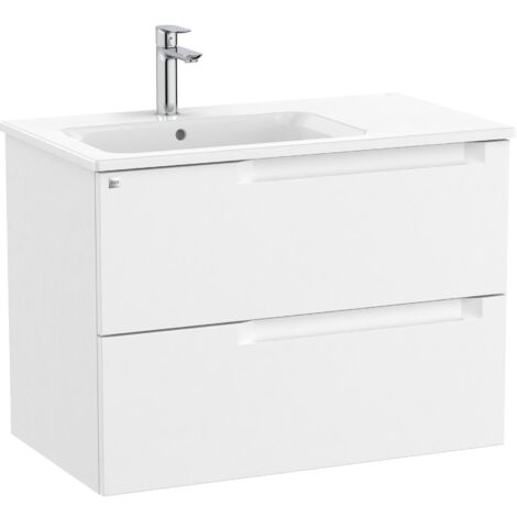 Pack meuble bas avec 2 tiroirs + lavabo ALEYDA - ROCA Couleur : Blanc mat - Dimensions : 1005x460x565 mm - Position du lavabo : Droite