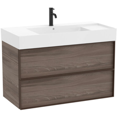 Pack meuble unik "INSPIRA" 1000 - 2 tiroirs + lavabo plan en fineceramic - Magnolia - Roca