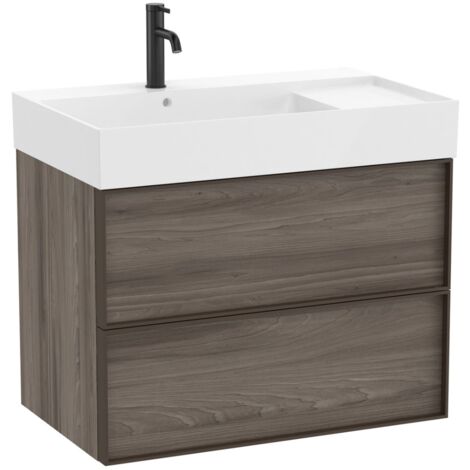 Pack meuble unik "INSPIRA" 800 - 2 tiroirs + lavabo plan en fineceramic - Magnolia - Roca